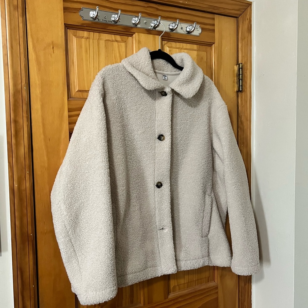 Uniqlo Cream Teddy Jacket for Women
